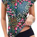 Soneven Women's Swim Shirt UPF 50+ Ruffle Sleeve Rash Guard UV Sun Protection Swimsuit Top Bathing Suit No Bottom Large 