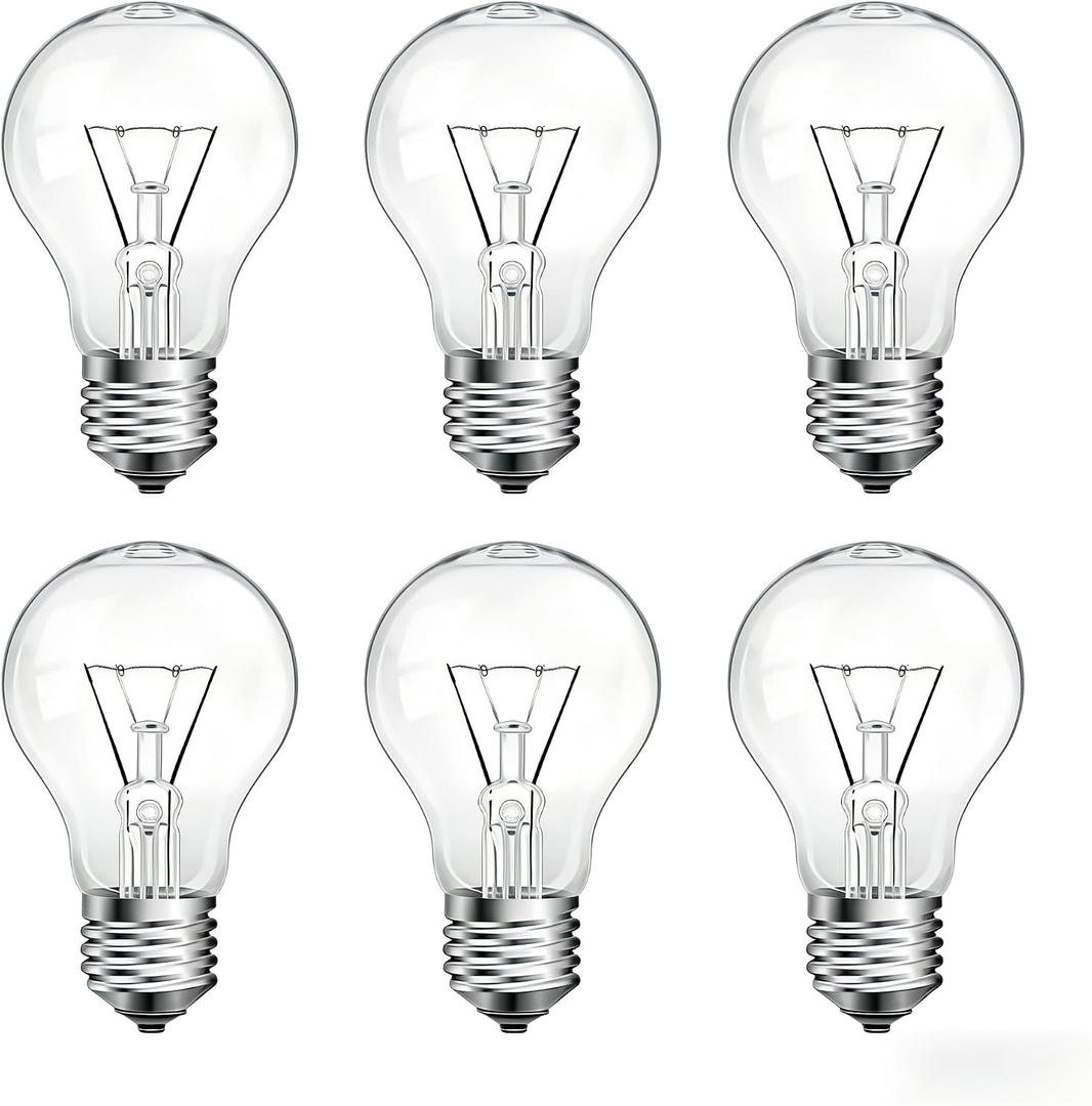 60 Watt Incandescent Light Bulbs, A19 60 WATT Incandescent Bulb Shatter Resistant Rough Service Light Bulb 60 W A19 Shape, Soft White-6Pack