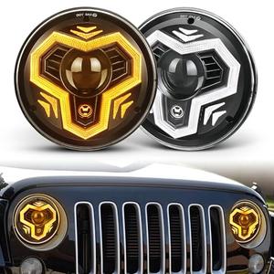 HOYUZA 7 Inch LED Headlights, 1000% Bright Anti-glare Round LED Headlight Replacements with Welcome DRL Amber Turn Signal Compatible with Jeep Wrangler JK TJ LJ CJ Chevy Ford Mazda 2PCS
