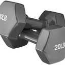 Amazon Basics Vinyl Coated Dumbbell Hand Weights, 20 Pounds, Pair, Grey