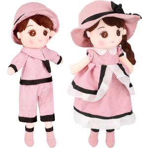 Soft Baby Doll, Plush Rag Doll Toys for 1+ Year Old Girls & Boys, Huggable Toddler Doll Snuggle Buddy, Ideal First Birthday Gift, Snuggle Buddy for Infants, 17.7 Inch 2 Pack (Pink)