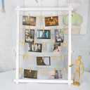 FramePro Freestanding Photo Display Board with Clips, Stable Tabletop Picture Frame Stand Holds 30+ Photos, Graduation Centerpiece Decorations 2026, Wooden Board for Photos, Artworks (White)