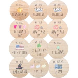 Rae Dunn Baby Milestone Plaques - Wooden Baby Holiday Milestone Props for Newborn Boy or Girl - First Year Baby Photo Shoot Photography Prop  Halloween, Thanksgiving, Christmas, Easter, July 4th
