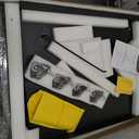 NUUK Outdoor Grill Prep Table 24"x30" Metal Grill Cart Outside 3-Layer Pizza Oven Table Movable with Universal Wheels for BBQ Backyard Patio (Black)