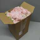 Geosar 8 Bundles Artificial Peonies Flowers Fake Silk Peony Bouquet Faux Peonies Flowers Bulk for Decoration Vase Floral Arrangements Wedding Party Table (Peach Pink,Light Pink)