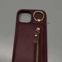 for iPhone 15 Phone case with Card Holder with Compatible magsafe Magnetic, Key Chain PU Leather Flip Kickstand Detachable 2-in-1 Wallet case for Apple15 Women Men-Red Wine