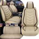 Car Seat Covers for Honda Civic 2000-2026, Stylish Sport Seat Cover, Premium Nappa Leather Car Seat Cover. Automobile Seat Covers Sets.(Standard 5 Seats/Beige)