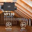 Inline Bathroom Exhaust Fan 170CFM, 4 Inch, Black, VF120, Medium
