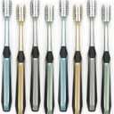 Toothbrush for Adult, Manual Wider Head Tooth Brush with Tongue and Cheek Cleaner, Hard Bristles, 8 Count, More Efficient and Deeper Cleaning