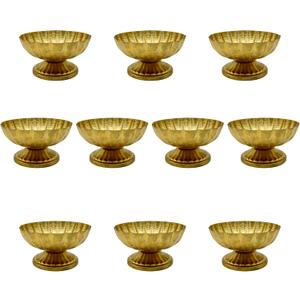 10 Pcs Gold Vases for Centerpieces, Vintage Compote Bowl Vases for Wedding Centerpieces, Small Gold Metal Pedestal Urn Vase for Party Event Home Office Decor (10)