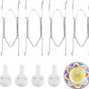 4 Pack Plate Hangers for Wall 6-8 Inch, Stainless Steel Invisible Heavy-Duty Wire Plate Holder with Wall Hooks, Display Hanger for Decorative Plates, Dishes & Platters(Silver)