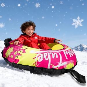 Premium Eco-Friendly Snow Tube - Ultra-Durable Recycled Fabric Cover, Puncture-Resistant, with Comfort Handles & Tow Rope for All-Terrain Snow Sledding