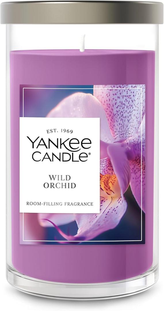 Yankee Candle Medium Pillar Scented Candle with up to 115 Hour Burn Time, Premium Plant Wax Blend for Consistent Burn, 14.25 oz Pillar Candle with Room Filling Fragrance, Wild Orchid