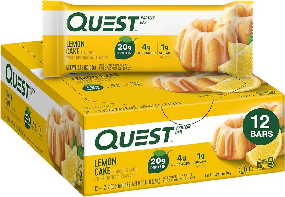 Quest Nutrition Lemon Cake Protein Bars, High Protein, Low Carb, Gluten Free, Keto Friendly, 12 Count (Pack of 1), BBD: 12/29/26