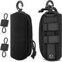 MUCHER 2 Pack Tactical MOLLE Glasses Case Shockproof Tactical Eyeglasses Case Portable Sunglasses Carrying Case with Clip (Black)