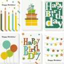Juvale Birthday Cards Blank Inside - 4 x 6 In, 48 Pack Multicolor - Bulk Blank Birthday Cards with Envelopes & Unisex Designs - 6 Vibrant Patterns on Ivory Stock - Workplace & Family