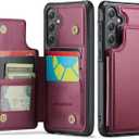 Vinich for Samsung Galaxy S25 FE Wallet Case with Card Holder, RFID Blocking Credit Slots Kickstand Shockproof Phone Cover Fit for Galaxy S25 FE 6.7" Wine Red