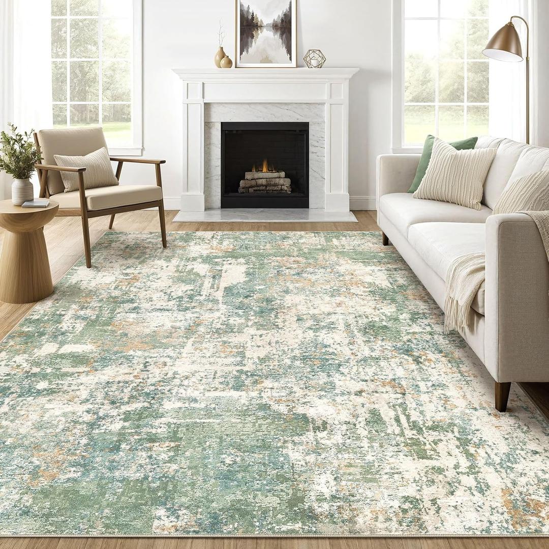 LOONGRUG 7x10 Area Rug Washable Large Neutral Modern Living Room Rugs