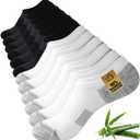 No Show Socks Men, Rayon from Bamboo Low Cut Thin Ankle Short Footies Non Slip Seamless Socks for Sneakers 6 Pairs (10-13, 3 White+3 Black)