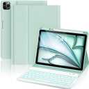 OYEEICE Keyboard Case for iPad Air 5th/4th Pro 11 inch, 7-Color Backlit Detachable Wireless Keyboard Case with Pencil Holder, Stand Folio Cover for Gen 2020/2022, Pro 4th/3rd/2nd/1st Gen (Green)