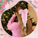 8 Pcs Pink Hair Bows for Women Silky Satin Hair Bows Clips for Ponytail Holders Hair Ribbon with Long Tails Vintage Hair Barrettes Hair Accessories for Girls Bridesmaid