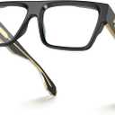 VISOONE Square Full Rim Blue Light Blocking Glasses Large Fashion Computer Multi Colors Eyeglass Frame Women Men ALBA (Polished Black)