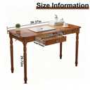 Solid Wood Writing Desk with Drawers - 39.4" Small Wood Vintage Desk, Mid Century Modern Desks, Wooden Computer Desks for Home Office, Traditional Vanity Dressing Table for Bedroom, Walnut