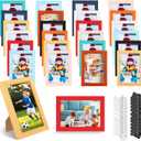 Roowest Set of 24 Picture Frame Bulk with Acrylic Sheet 4 x 6 Inch Photo Collage Frames with Invisible Nail and S Hooks for Wall Table Top Display(Soft Color)