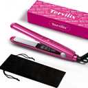 Terviiix Mini Flat Iron for Travel, 1/2'' Small Hair Straightener for Short Hair/Bangs, 0.5'' Portable Ceramic Straightening Irons, Dual Voltage, Pouch Included, Compact Size, Pink