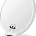 BOOMIBOO 1X/10X Magnifying Handheld Mirror Double Sided, Foldable Travel Makeup Mirror, Adjustable Rotation Pedestal Hand/Hanging/Desk Vanity Mirror-Clear