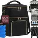 Castal Breast Pump Bag Spectra S1 S2Insulated Spectra Pump Bag, Breastmilk Cooler Bag with Ice PackLeak-Proof Double Layer Breast Pump Travel Bag Holds 6 Milk Bottles with Elastic StrapBlack