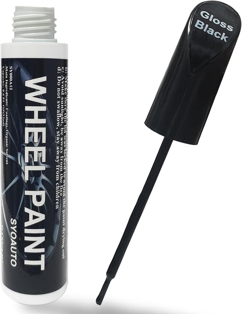 SYOAUTO Gloss Black Rim Touch Up Paint, Car Wheel Scratch Repair Touch Up Paint Pen, Universal Color Rim Wheel Paint (Gloss Black)