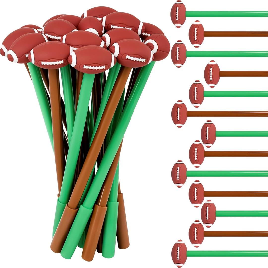 LiYiQ 25 Pcs Football Party Favor Cartoon Cute Fun Pens for Kids Kawaii Football Shape Gel Black Ink Pen Cute Football Pens for School Office Home Student Kids Present