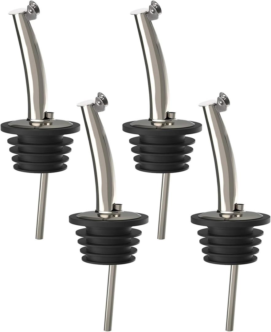 Stainless Steel Pourers, Speed Liquor Bottle Pourer for About 3/4" Bottle Mouth, 4 Pcs