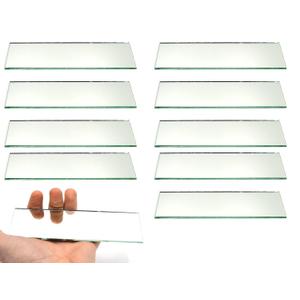 EISCO 10 Pack Rectangular Plano Glass Mirror, 6" x 2" - 2mm Thick Approx.