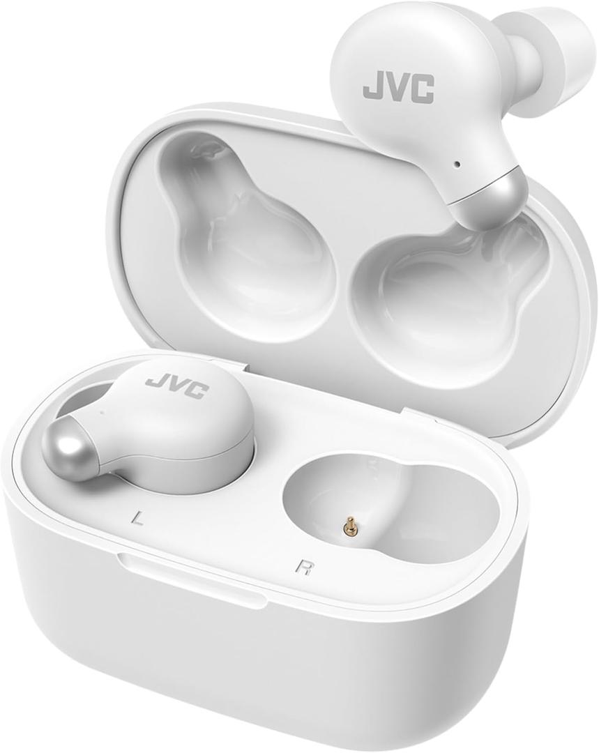 JVC Active Noise Cancelling True Wireless Earbuds - Bluetooth 5.3 with ANC - Comfortable Fit with S/M/L Silicon & Memory Foam Earpieces - IPX4 Water Resistant - 28 Hrs Playback - Compact Charging Case (White)