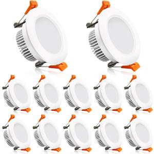 2 Inch LED Downlight, Recessed Lighting Dimmable Ceiling Light, 3W, 5500K Daylight White, CRI80 with LED Driver(35W Halogen Equivalent), 12 Pack