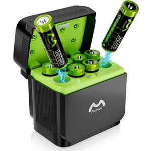 Rechargeable AA Lithium Batteries with Charger - 8 Pack Double A Batteries for Blink Camera,1.5V 3600mWh Double A Battery Rechargeable Cycle Times Up to 2000, with aa Li-Ion Battery Charger