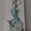 Mermaid Figurine Statue Distressed Whitewashed Coastal Decorative Coral Base Pieces Decor Collection for Home Bathroom Living Room Garden Patio Desk 15 Inches Tall