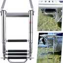 3-4 Step Boat Ladder Under Platform Slide Mount Boat Boarding Ladder, Telescoping Ladder with a Carry Handle and Mounting Screws, Press-Type Spring Latch (4 Steps)