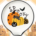 Whaline 1Pcs 4.7inch Black Cat Ceramic Spoon Rest Spooky Pumpkin Small Coffee Spoon Holder for Halloween Coffee Stirrers Teaspoon Bar Spoon Coffee Station Bar Accessories