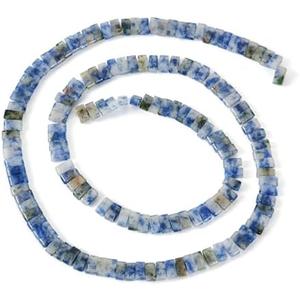 Beadthoven 85pcs 4x4mm Gemstone Tila Beads Natural Blue Spot Seed Beads for Multi Strand Bracelets Flat Square Beads Opaque Tila Beads for Jewelry Making Earrings Necklaces