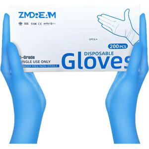 ZMDREAM Nitrile Gloves 4-mil Thick 200 & 2000 Counts Latex-Free, Powder-Free, Textured Grip 4 Sizes for Exam, Food Service (Large)