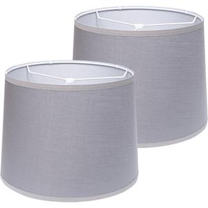 Lamp Shades Set of 2 - Drum Lampshades 11.4" x 12.9" x 9.8" Inches, Fabric Medium Replacement Lampshades for Table Lamp, Floor Lamp, Assembly Required, Spider,Linen (Gray)