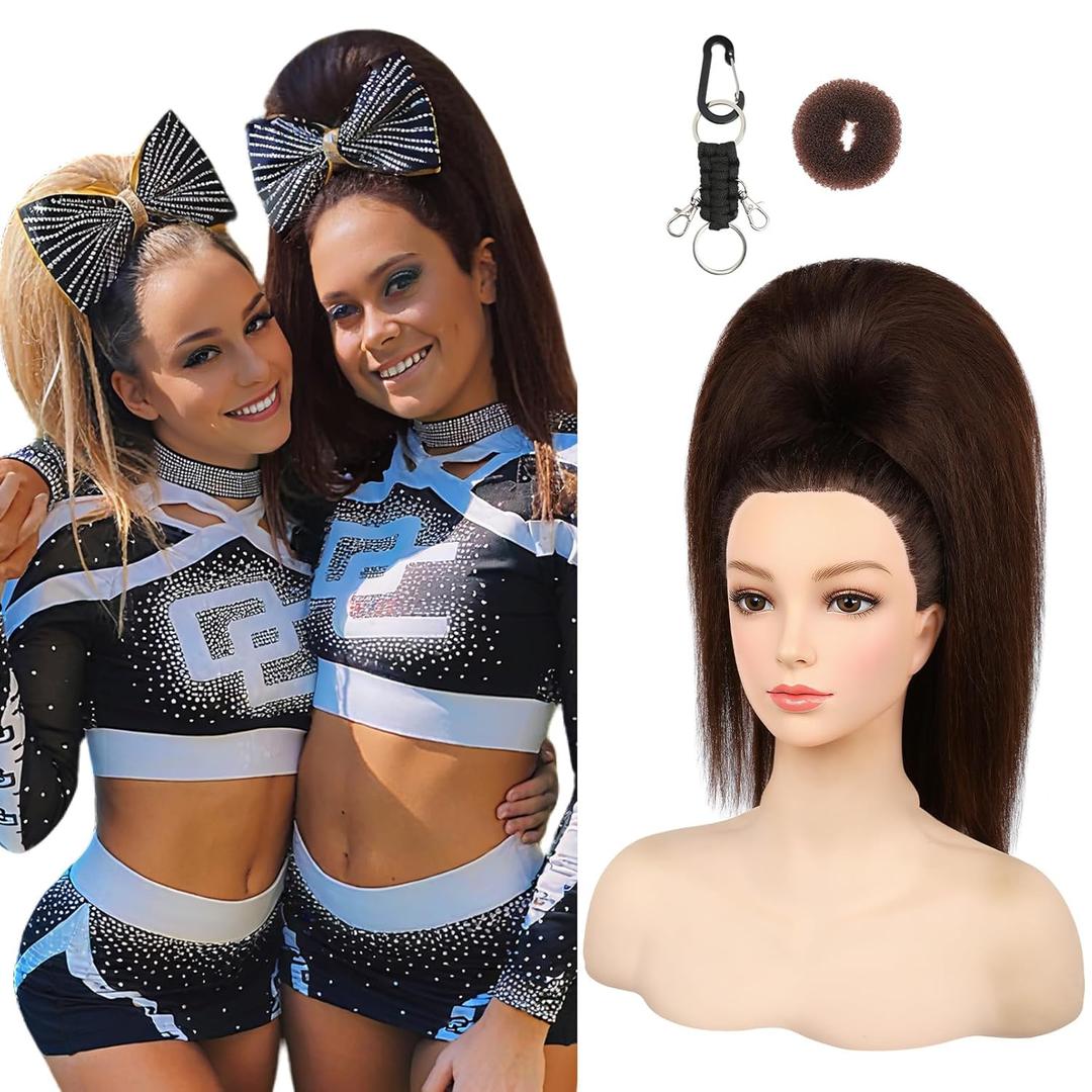 SEIKEA Cheer Ponytail Hair Piece, 100% Super Protein Fiber Straight Cheerleader Hairpiece Lightweight Silky Smooth Fluffy 18" Ponytail Extension for Cheerleader Competition, Dance Brown