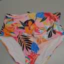 Tempt Me Women High Waisted Bikini Bottom Retro Ruched Swim Bottom Shirred Tankinis Brief (Large, Colorful Floral)