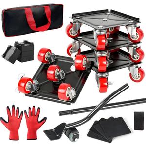 Furniture Dolly Set 5 Wheels with 360 Wheels and Wheels Lockable Brakes, 1400LBS Furniture Movers for Home Office Furniture Appliances Labor Easing Mover