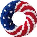 Patriotic Stripe Stars Felt Fabric Wreath for Front Door, Independence Red White Blue Wreath for Indoor Outdoor, Felt Flower Home Decoration
