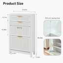 2 Flip Drawers Shoe Cabinet Storage for Entryway, Narrow Shoes Organizer Cabinet for Front Door Entrance, Free Standing Hidden Wooden Hallway Shoe Rack(White), Medium
