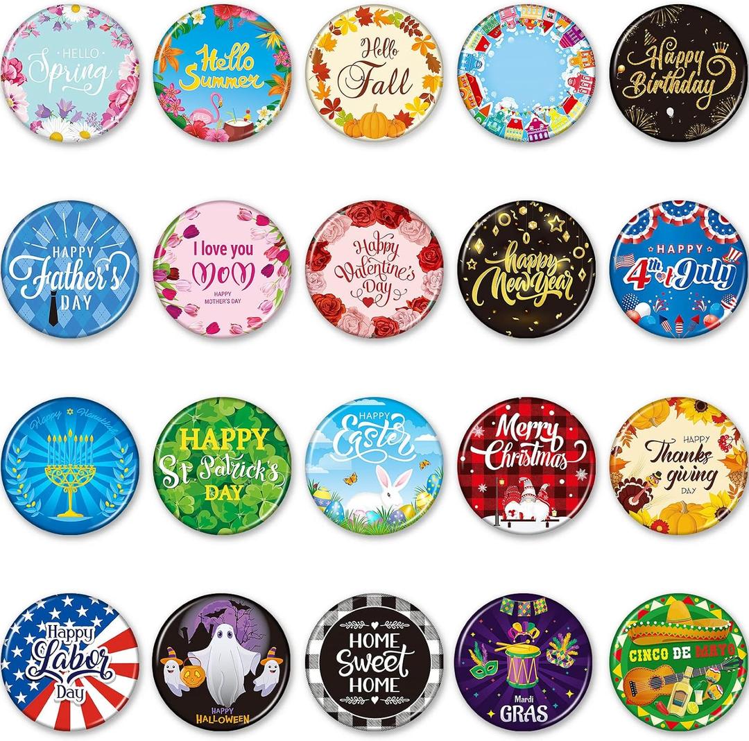 Flutesan 20 Pcs Glass Holiday Magnet for Whiteboard, Mini Decorative Seasonal Magnets, Winter, Dishwasher Whiteboard Blackboard Classroom Office